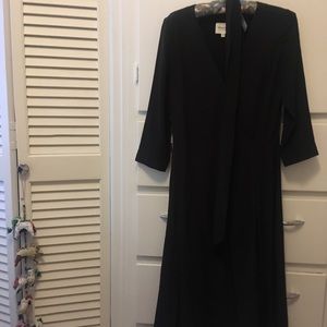 Sézane black silk midi wrap dress
